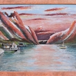 Jezero s �erv�nky, akryl, 2022